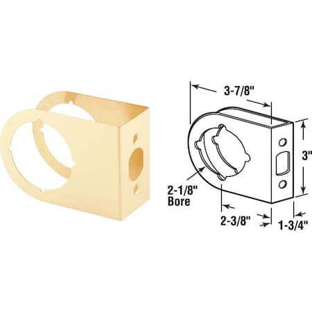 Defender Security 1-3/4 In. x 2-3/8 In. Brass Contemporary Door Reinforcer U 10261